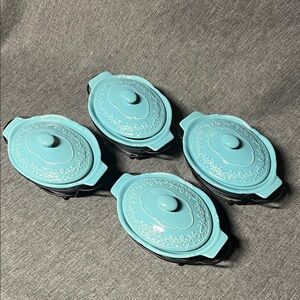 Temp-tations Vintage Grace Set of Four Blue Ceramic Casserole Dishes
